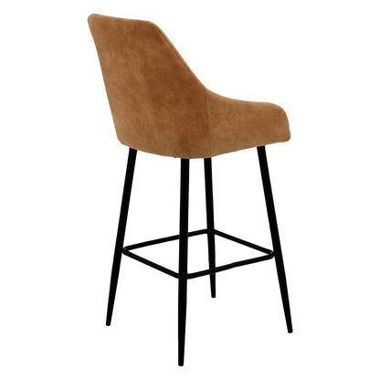 Bar Stool Empower metal black legs-fabric antique brown color