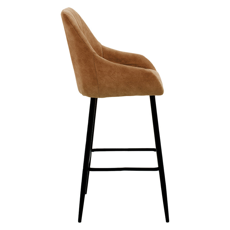 Bar Stool Empower metal black legs-fabric antique brown color