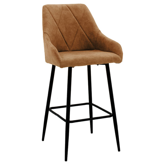 Bar Stool Empower metal black legs-fabric antique brown color