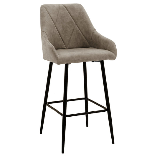 Bar Stool Empower metal black legs-fabric antique grey-brown color