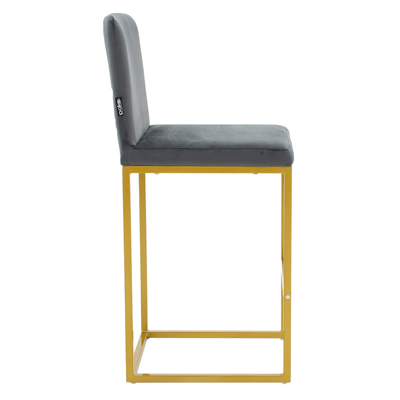 Bar Stool Hydro metal golden legs-velvet dark grey