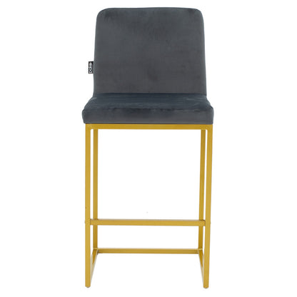 Bar Stool Hydro metal golden legs-velvet dark grey