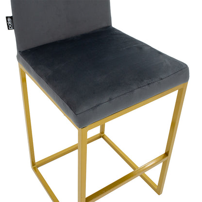 Bar Stool Hydro metal golden legs-velvet dark grey