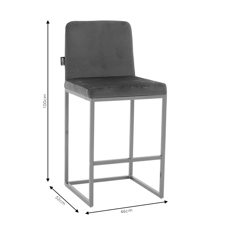 Bar Stool Hydro metal golden legs-velvet dark grey