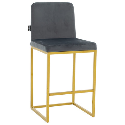 Bar Stool Hydro metal golden legs-velvet dark grey