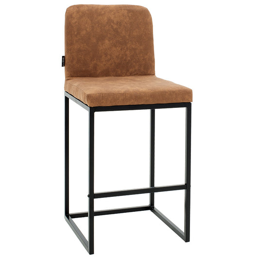 Bar Stool Hydro metal black legs-fabric antique browm