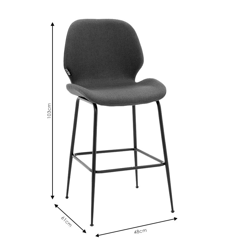 Bar Stool Impel metal black legs-fabric dark grey