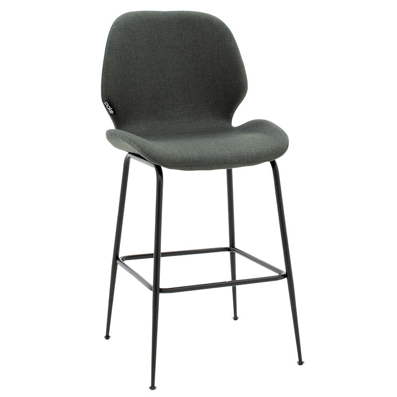 Bar Stool Impel metal black legs-fabric dark grey