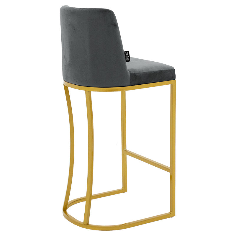 Bar Stool Impartial metal golden legs-velvet dark grey
