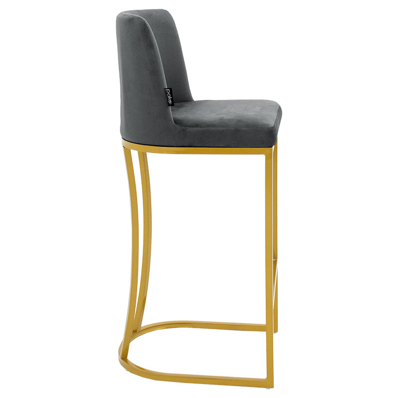 Bar Stool Impartial metal golden legs-velvet dark grey