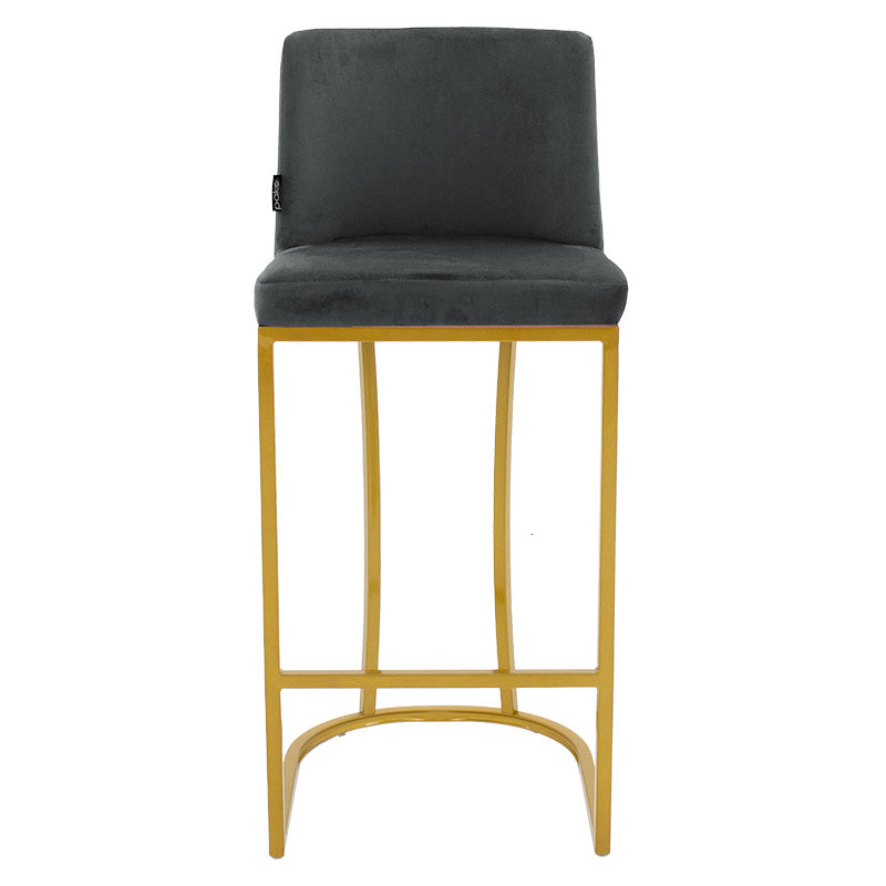 Bar Stool Impartial metal golden legs-velvet dark grey