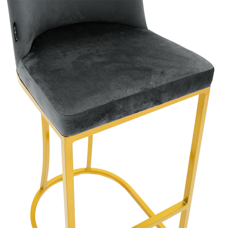 Bar Stool Impartial metal golden legs-velvet dark grey