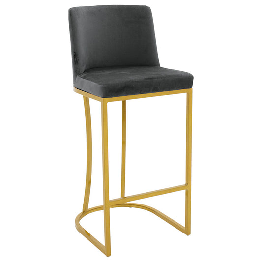 Bar Stool Impartial metal golden legs-velvet dark grey