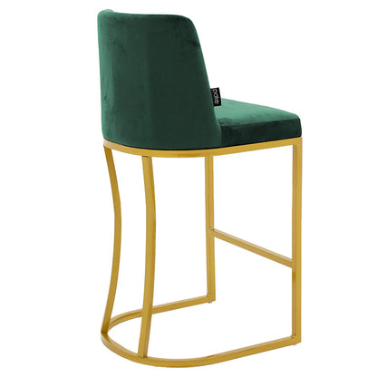 Bar Stool medium height Impartial I metal golden legs-velvet dark green