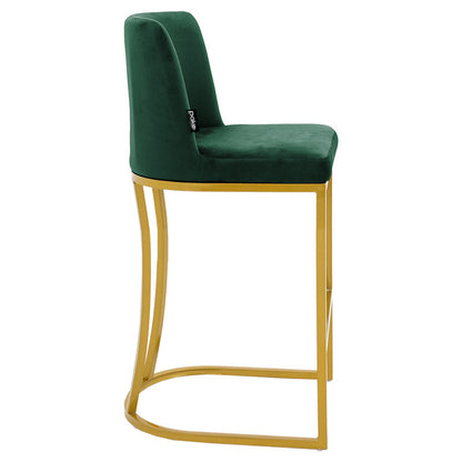 Bar Stool medium height Impartial I metal golden legs-velvet dark green