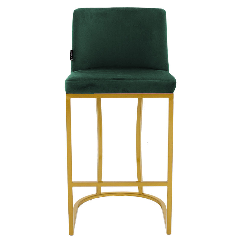 Bar Stool medium height Impartial I metal golden legs-velvet dark green