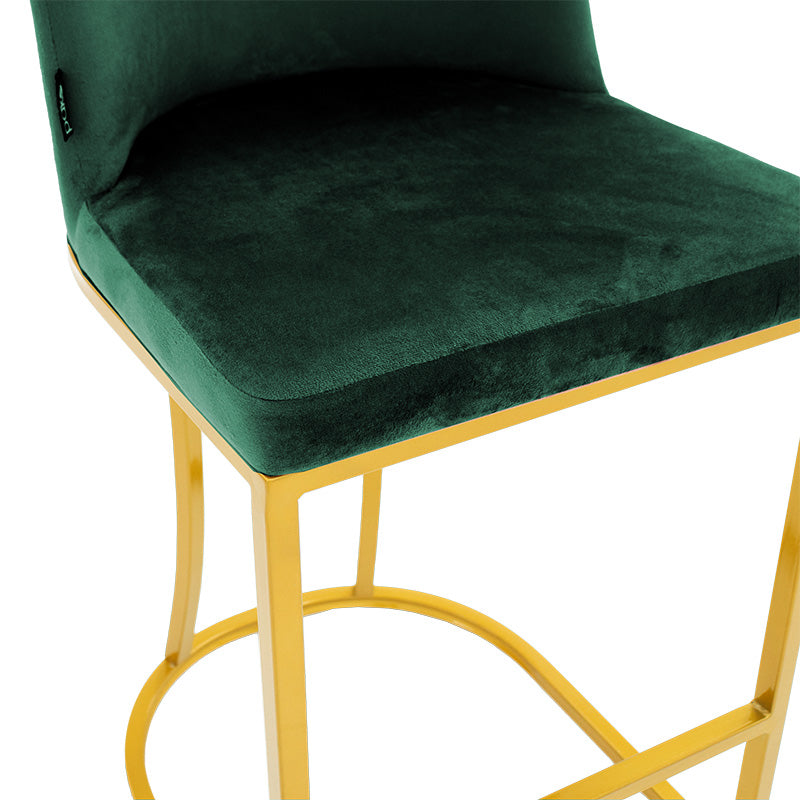 Bar Stool medium height Impartial I metal golden legs-velvet dark green