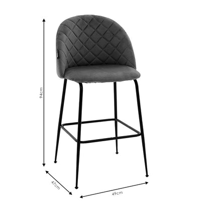 Bar Stool Kudos metal black legs-velve dark grey