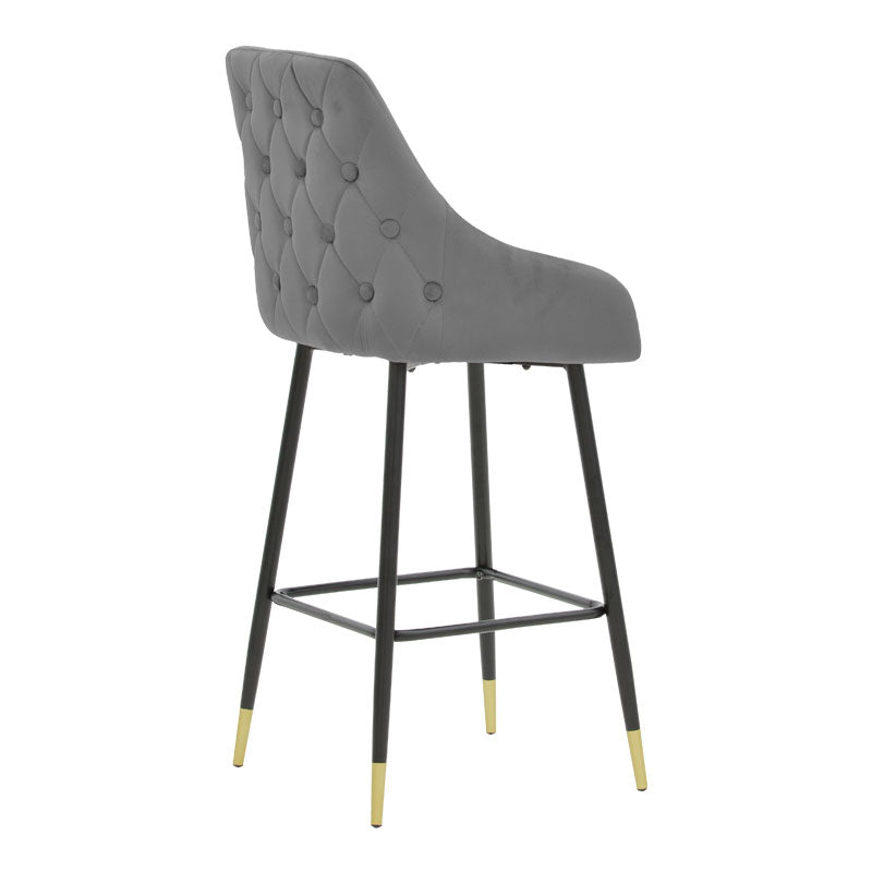 Bar Stool Lithe metal golden black legs-velvet grey 47x44x98cm