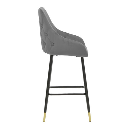 Bar Stool Lithe metal golden black legs-velvet grey 47x44x98cm