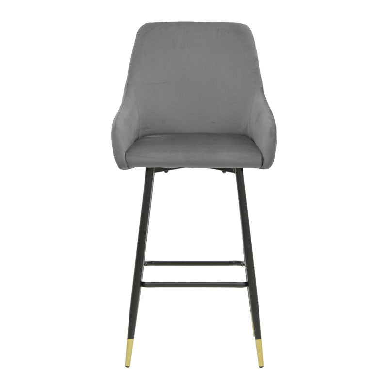 Bar Stool Lithe metal golden black legs-velvet grey 47x44x98cm