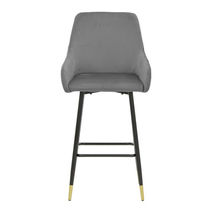 Bar Stool Lithe metal golden black legs-velvet grey 47x44x98cm