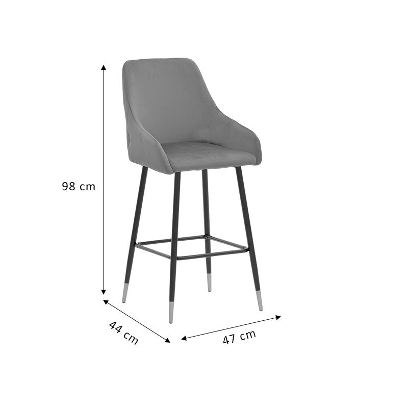 Bar Stool Lithe metal golden black legs-velvet grey 47x44x98cm