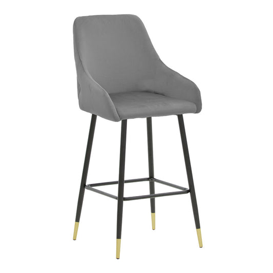 Bar Stool Lithe metal golden black legs-velvet grey 47x44x98cm