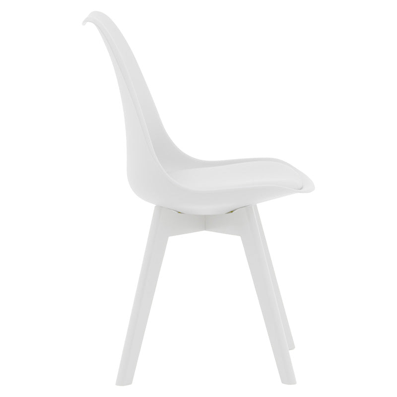 Gaston chair pakoworld PP-PU white-leg wood white