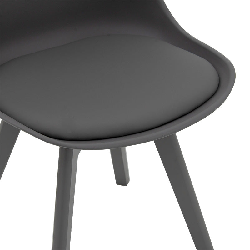 Gaston chair pakoworld PP-PU dark gray-leg wooden dark gray