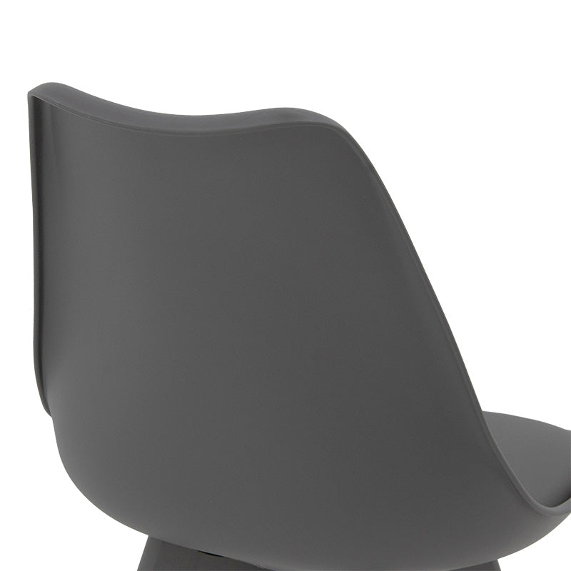 Gaston chair pakoworld PP-PU dark gray-leg wooden dark gray