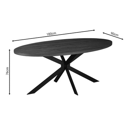 Donal pakoworld table MDF surface walnut-leg black metal 180x90x76cm