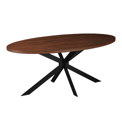 Donal pakoworld table MDF surface walnut-leg black metal 180x90x76cm