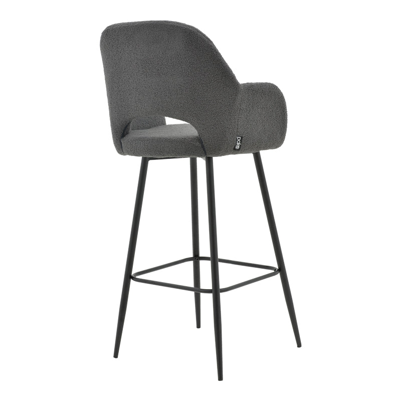 Bar stool Renish pakoworld bouclé grey-metallic black leg 51x57x114cm