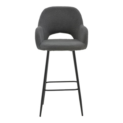Bar stool Renish bouclé grey-metallic black leg 51x57x114cm