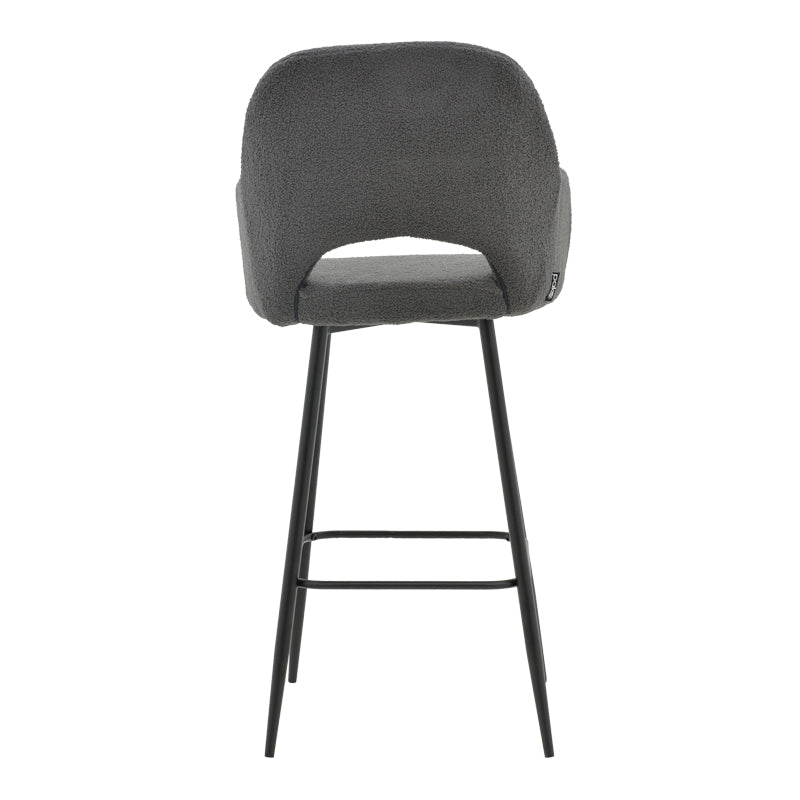 Bar stool Renish pakoworld bouclé grey-metallic black leg 51x57x114cm