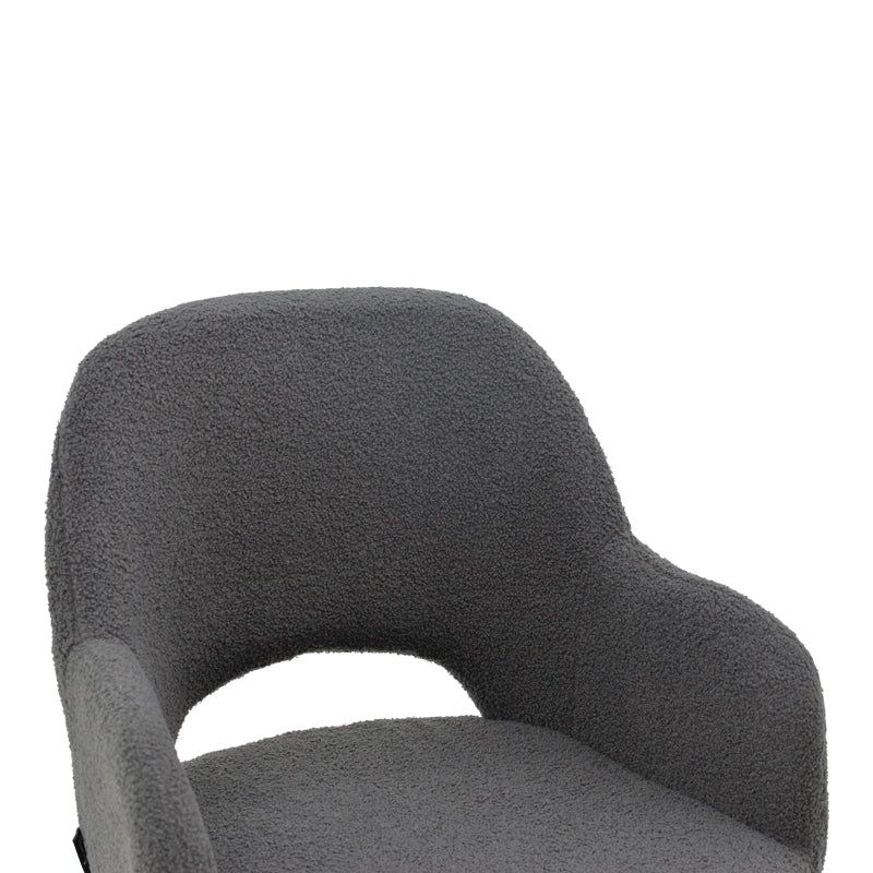 Bar stool Renish pakoworld bouclé grey-metallic black leg 51x57x114cm