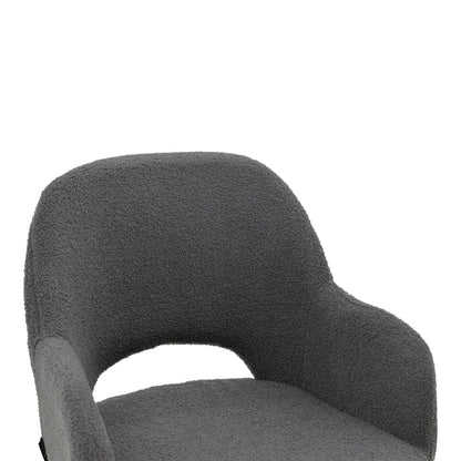 Bar stool Renish pakoworld bouclé grey-metallic black leg 51x57x114cm