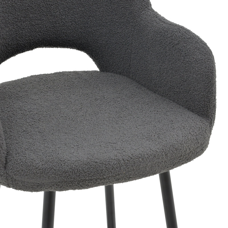 Bar stool Renish bouclé grey-metallic black leg 51x57x114cm