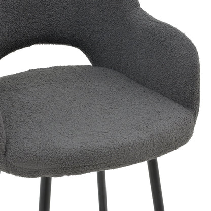 Bar stool Renish bouclé grey-metallic black leg 51x57x114cm