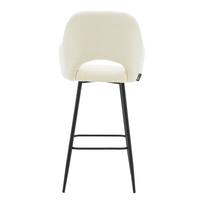 Bar stool Renish pakoworld ivary teddy fabric-metal black leg 51x57x114cm