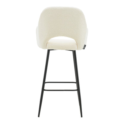 Bar stool Renish pakoworld ivary teddy fabric-metal black leg 51x57x114cm
