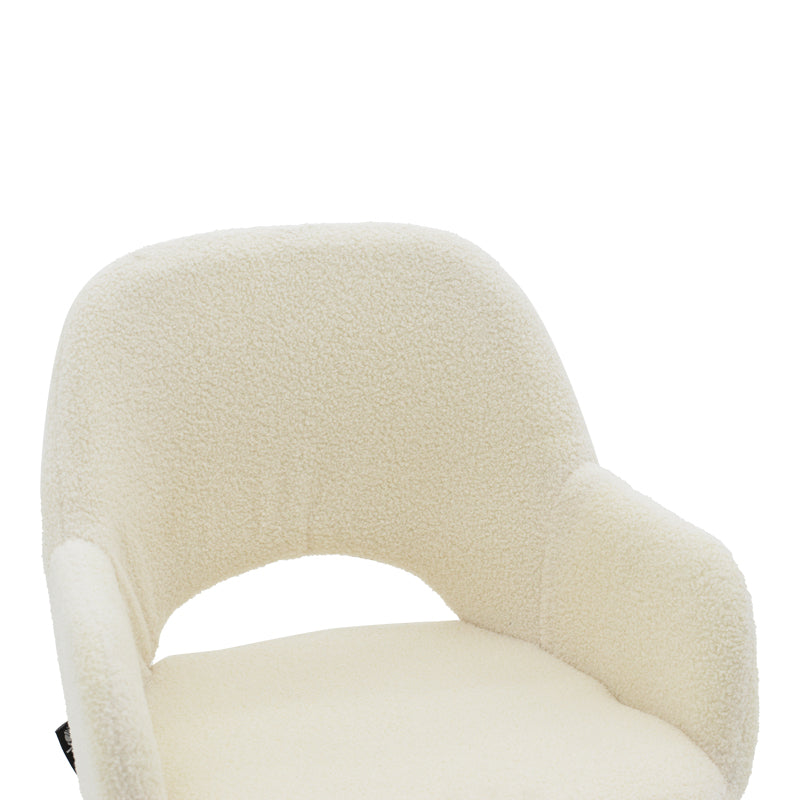 Bar stool Renish pakoworld ivary teddy fabric-metal black leg 51x57x114cm