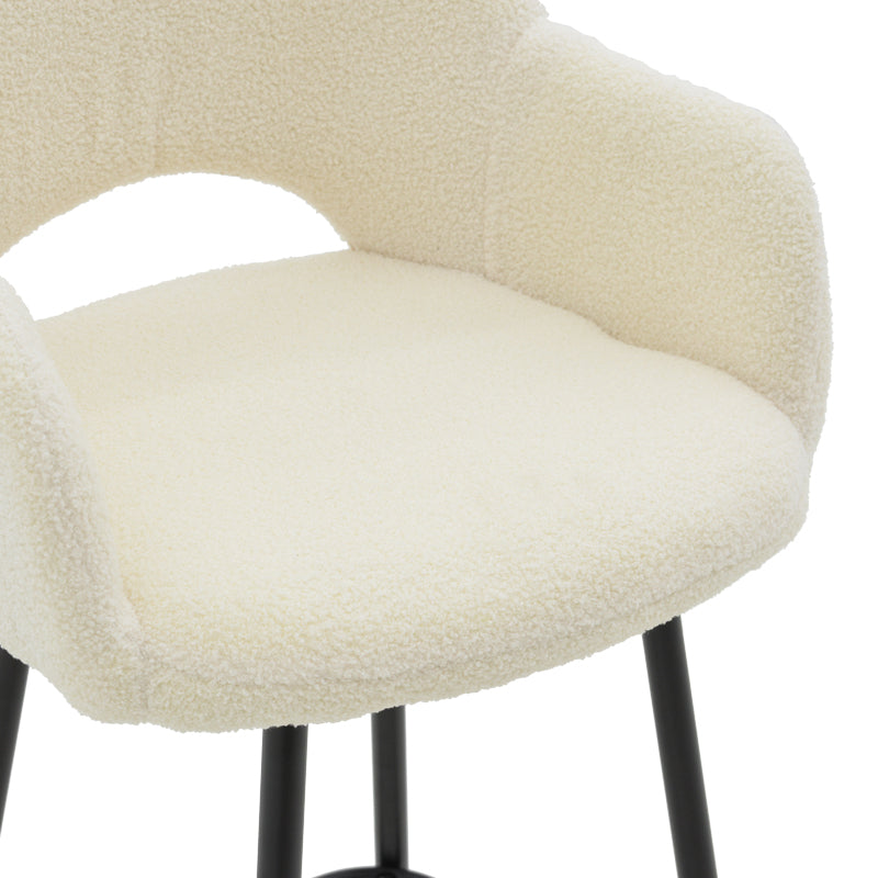 Bar stool Renish pakoworld ivary teddy fabric-metal black leg 51x57x114cm