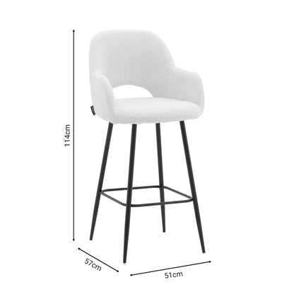 Bar stool Renish pakoworld ivary teddy fabric-metal black leg 51x57x114cm