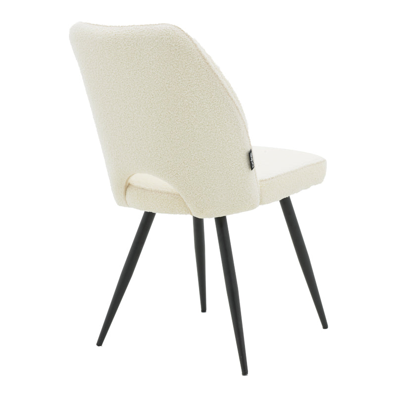 Renish pakoworld chair bouclé white-metallic black leg 49x59x86cm