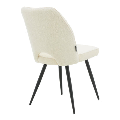 Renish pakoworld chair bouclé white-metallic black leg 49x59x86cm