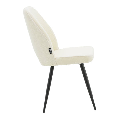 Renish pakoworld chair bouclé white-metallic black leg 49x59x86cm