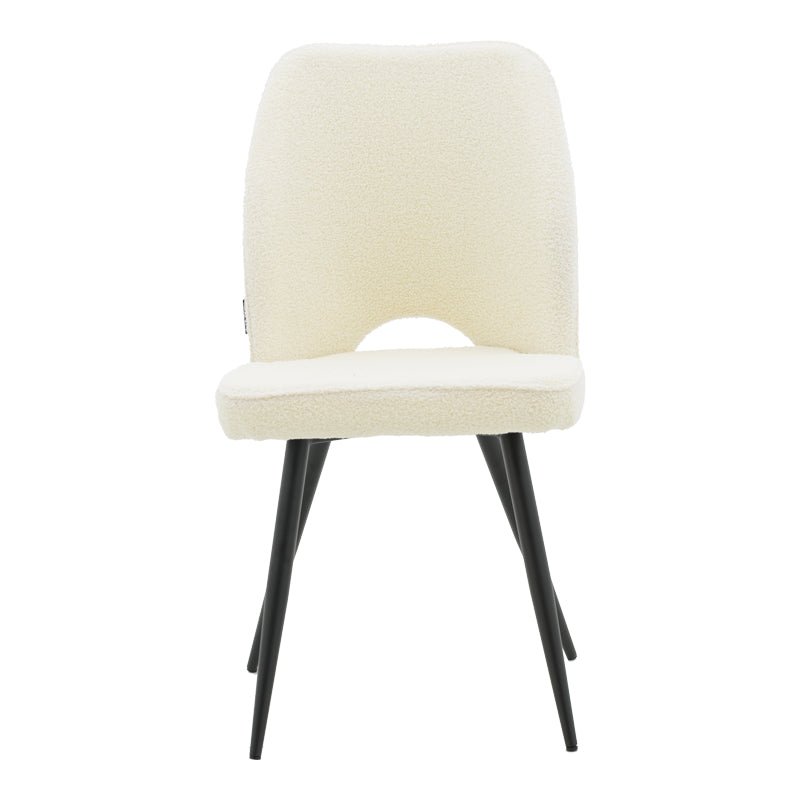 Renish pakoworld chair bouclé white-metallic black leg 49x59x86cm