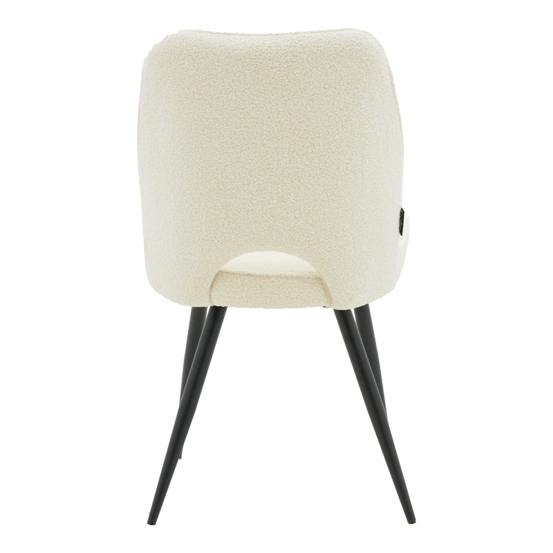 Renish pakoworld chair bouclé white-metallic black leg 49x59x86cm
